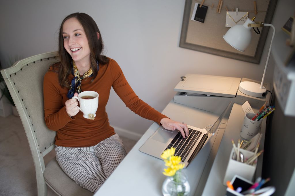 woman learning to wait for computer to load